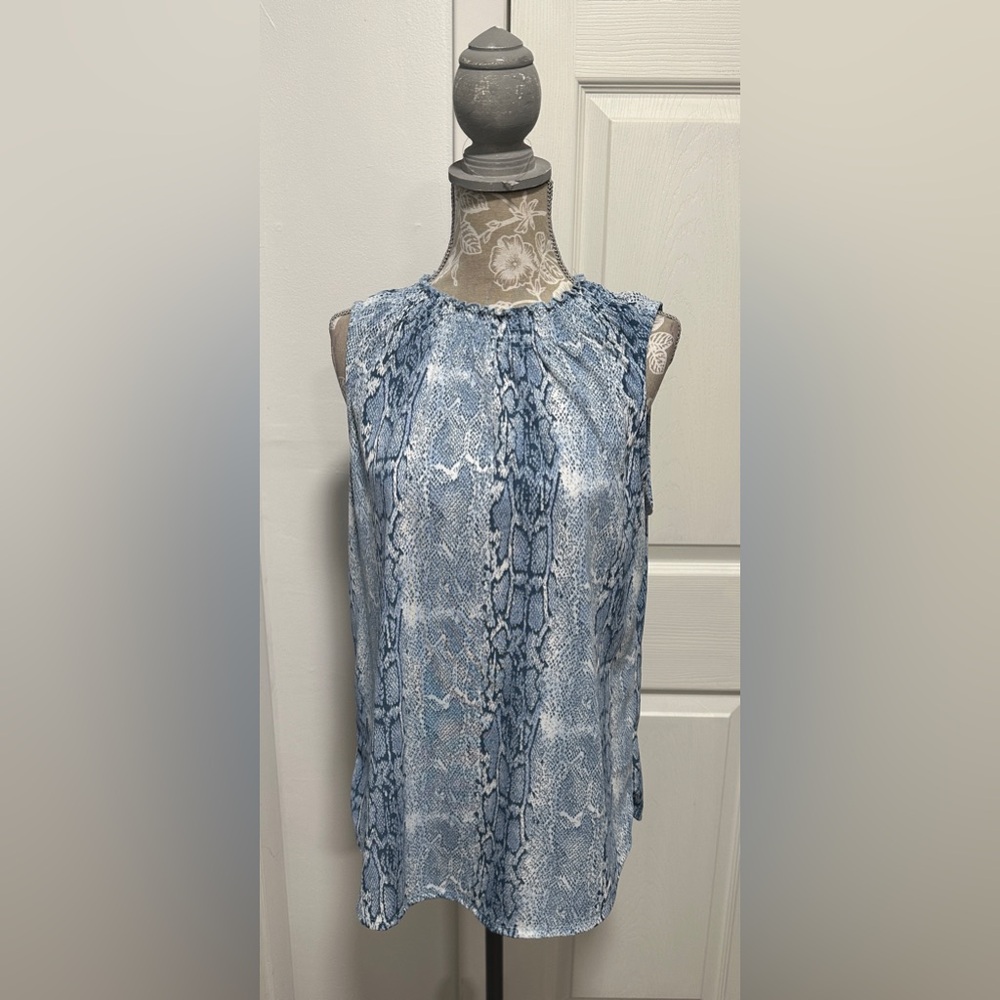 Blue Snake Print Sleeveless Top